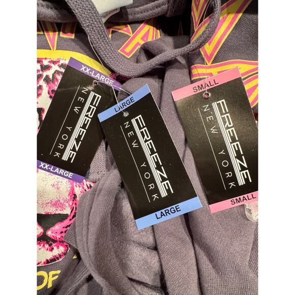 UNISEX Def Leppard Rock of Ages Charcoal Hoodie Pink Leopard LARGE - NWT - Picture 7 of 9